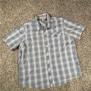 RealTree Gray & Orange Plaid Short Sleeve Casual Button Up Shirt Men’s Size XXL